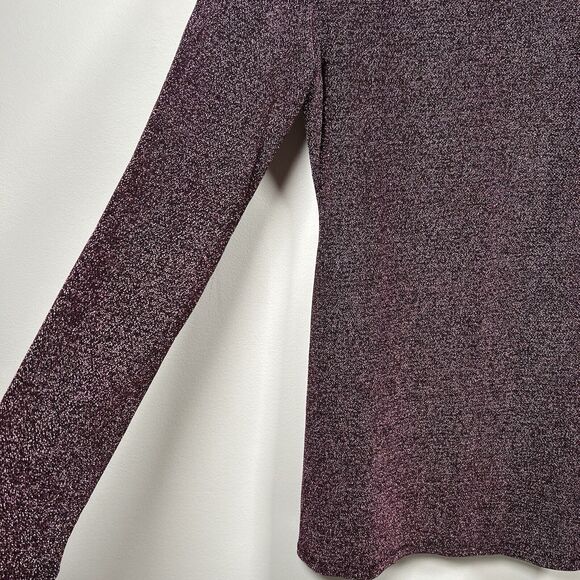 Reformation Riley Fit & Flare Long Sleeve Purple Black Metallic Dress Size XL - Picture 2 of 9